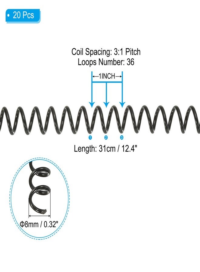 PATIKIL 8mm(5/16") Plastic Spiral Binding Coils, 20 Pcs Binding Spirals 40 Sheet Capacity 3:1 Pitch Binding Spirals for Binding Paper Sheets, Black - Image 2